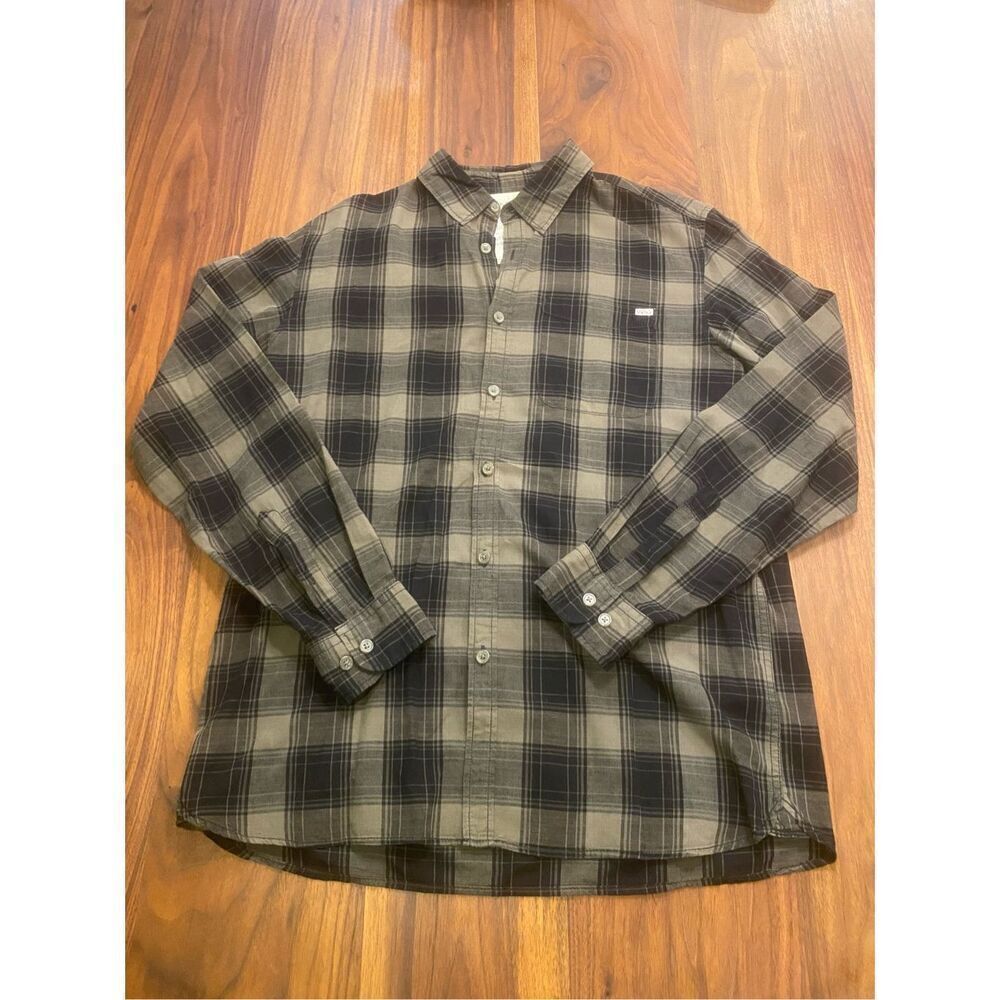 Jack & Jones Vintage Men’s Green Black Plaid Long Sleeve Button Down Shirt XL